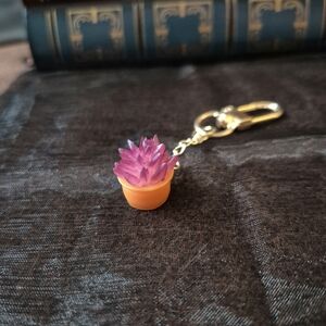 Pink Succulent Keychain